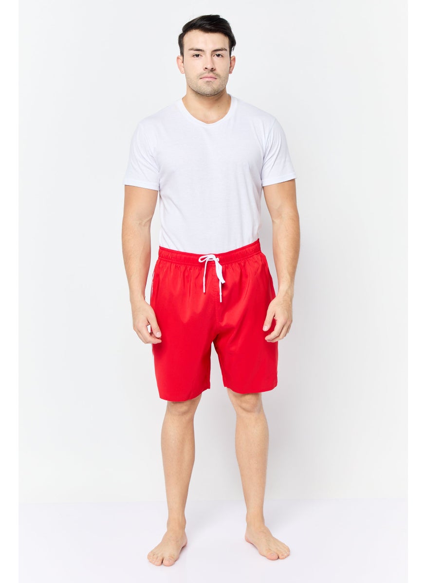 Men Sportswear Fit Brand Logo Board Shorts, Red
