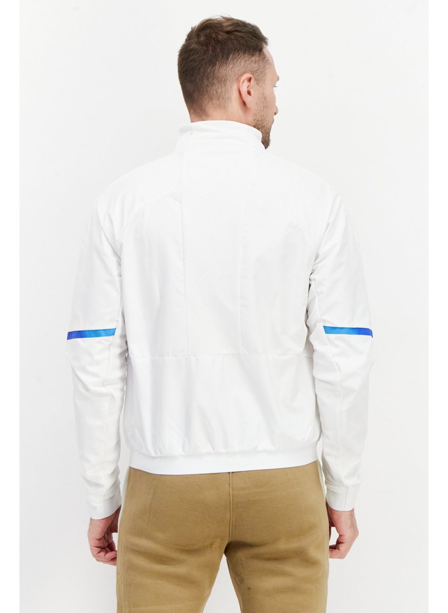 Men Sportswear Fit Brand Logo Running Jacket, White