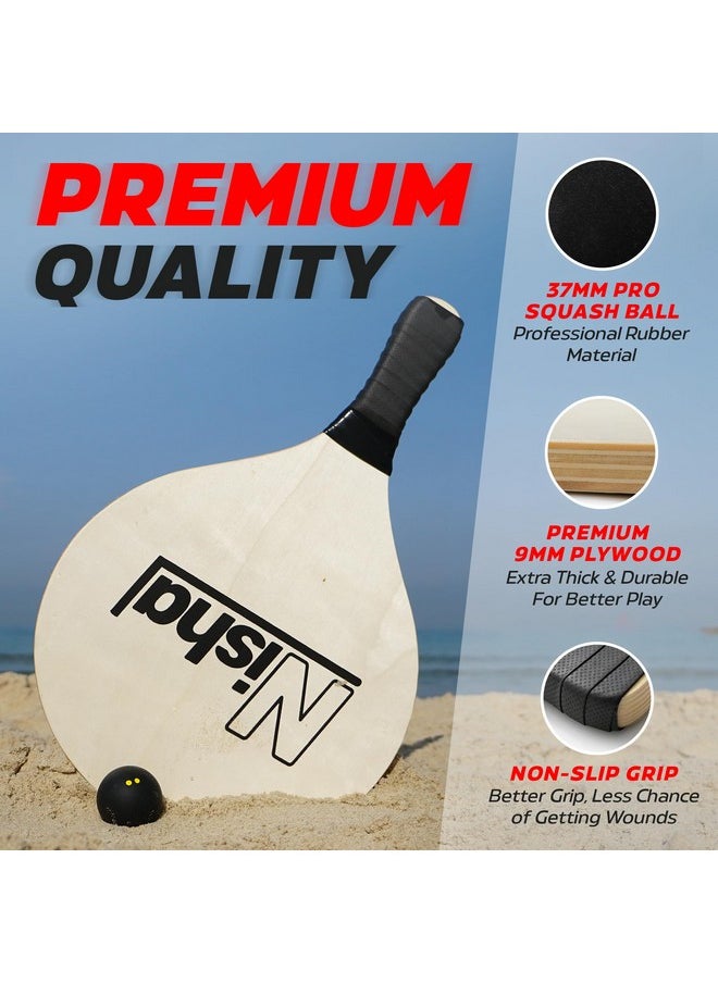 Nisha - Paddle Ball Set, Complete Smash Ball Set with 2 Pro Smash Balls, 2 Smash Rackets and Paddle Grips, Interactive Indoor, Outdoor and Beach Paddle Ball Game, Comes in a Durable Plastic Case