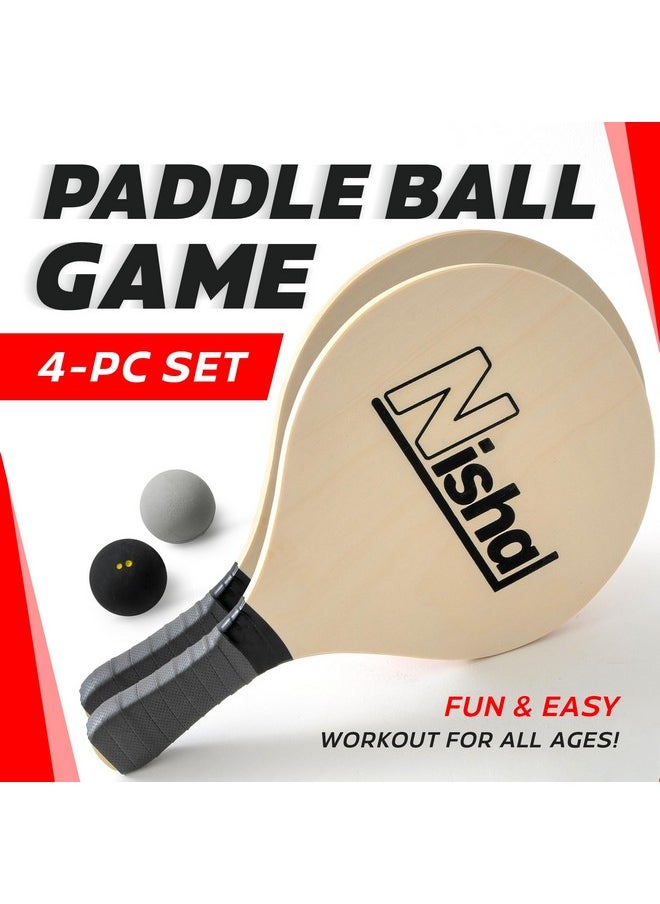 Nisha - Paddle Ball Set, Complete Smash Ball Set with 2 Pro Smash Balls, 2 Smash Rackets and Paddle Grips, Interactive Indoor, Outdoor and Beach Paddle Ball Game, Comes in a Durable Plastic Case