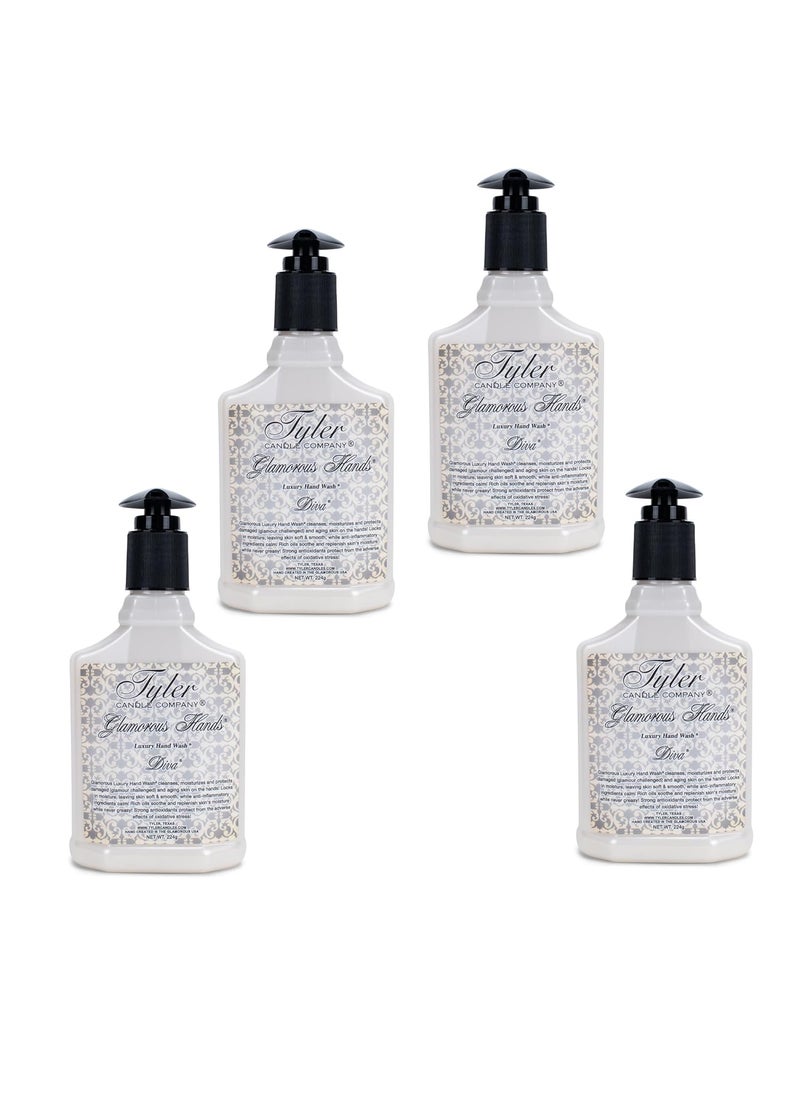 Glamorous Luxury 8 ounce Hand Soap Wash Pack of 4 Diva