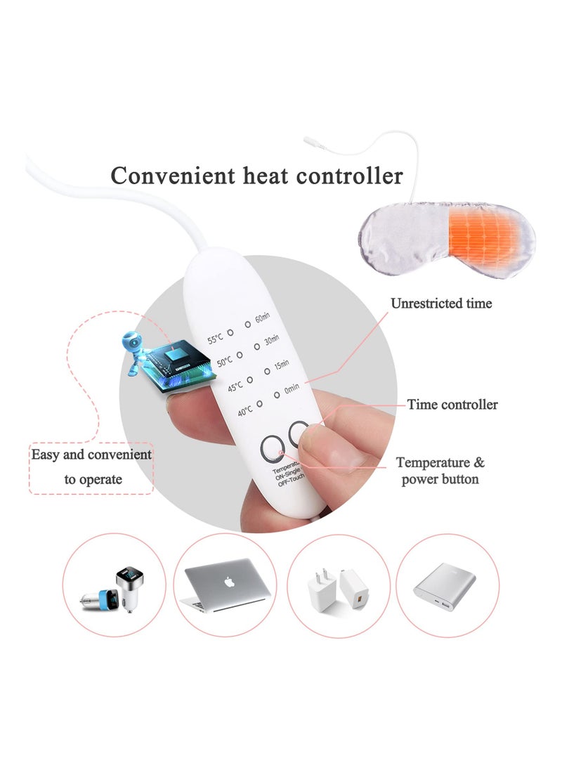 Heated Eye Mask, Heat Eye Mask for Sleeping, Warm Eye Compress for Dry Eyes, USB Electric Heating Eye Pad with Heat & Time Control, Relieve Dry Eye Syndrome, Stye, Blepharitis, A Great Sleep Artifact