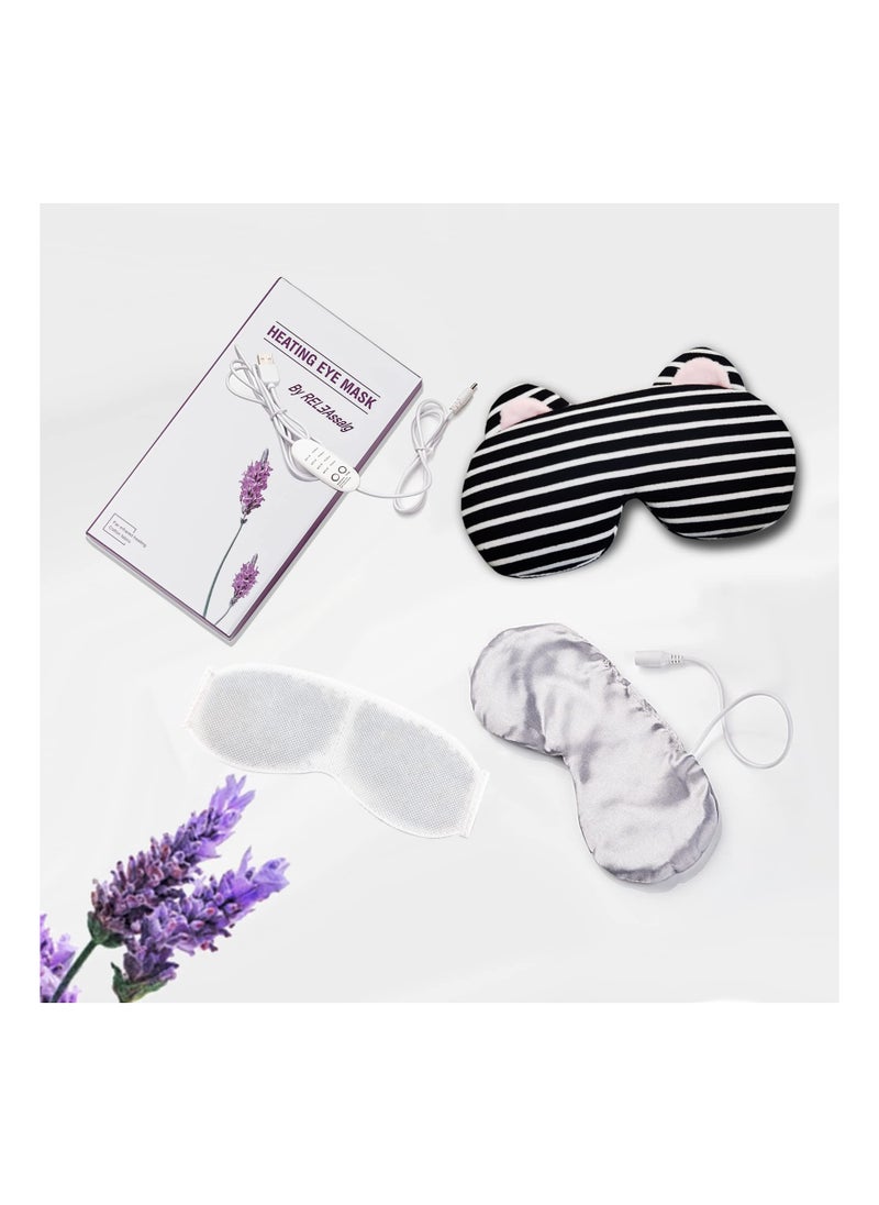Heated Eye Mask, Heat Eye Mask for Sleeping, Warm Eye Compress for Dry Eyes, USB Electric Heating Eye Pad with Heat & Time Control, Relieve Dry Eye Syndrome, Stye, Blepharitis, A Great Sleep Artifact