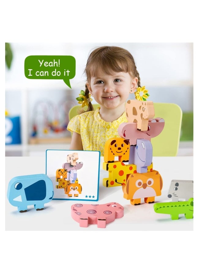 Montessori Toys for 1 2 3 4 Year Old Year, Wooden Blocks Sorting & Stacking Toys Gifts for 2-4 Year Old Girl Boy Toddlers, Kids Preschool Educational Toys Fine Motor Skills Learning Games