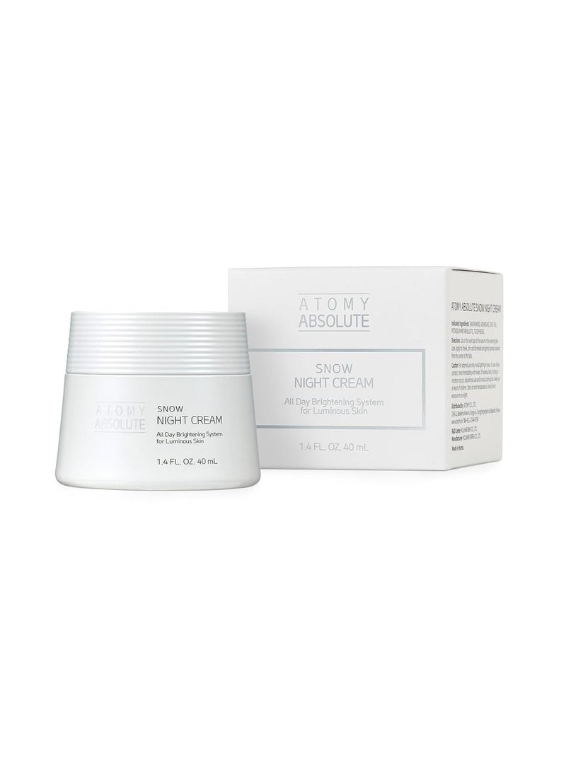 Hydrating Winter Cream with Moisturizing Formula, A Soft & Smooth Skin Appearance, For Atomy Absolute Snow NIGHT Cream (1.4FL.OZ / 40ml)