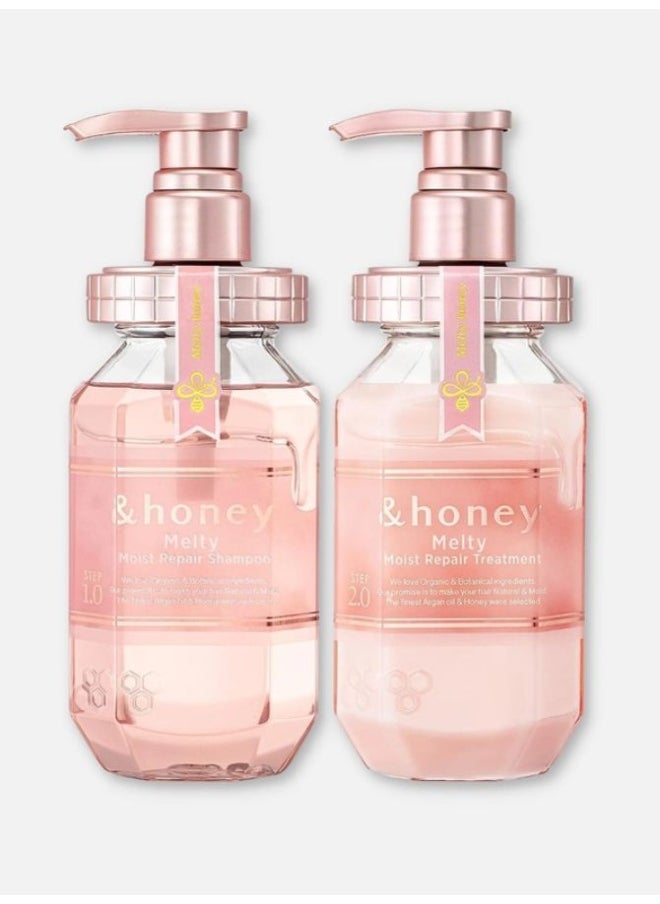 &Honey Melty Moist Shampoo 440 ML, Treatment 440 ML & Hair Oil 100 ML Hair Care Set