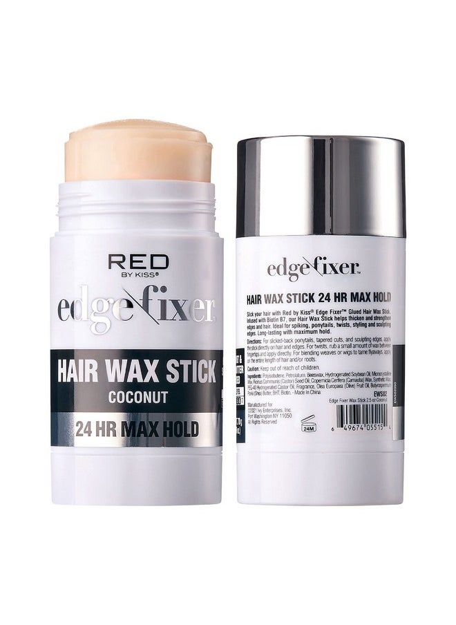 Red by Kiss Hair Wax Stick 24HR Max Hold Edge Fixer Edge Control Pomade Non-Sticky, Non-Oily Flake Free Hair Styling Wax (Coconut)