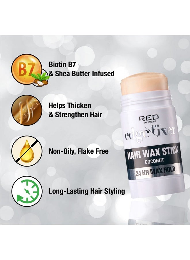 Red by Kiss Hair Wax Stick 24HR Max Hold Edge Fixer Edge Control Pomade Non-Sticky, Non-Oily Flake Free Hair Styling Wax (Coconut)