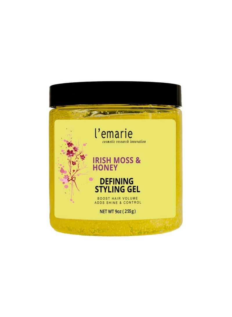 L'emarie Defining Styling Gel with Irish Moss & Honey for Curvy, Wavy & Straight Hair - Long-Lasting Hold, No Stickiness, Non- Flaking, Alcohol-Free