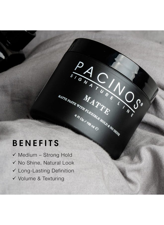 Pacinos Matte Hair Paste - Flexible Hold, No Shine, Sculpting & Styling Wax, Long Lasting Definition & Texture, No Flakes, All Hair Types, 4 fl oz (2 Pack)