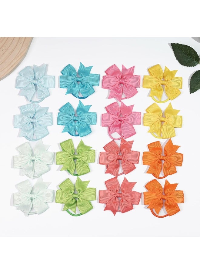CellElection 40Pcs Baby Girls 3.5'' Boutique Grosgrain Ribbon Hair Bows Elastic Hair Ties Ponytail Holder Hair Bands in Pairs for Girls Toddlers Kids Children Teens