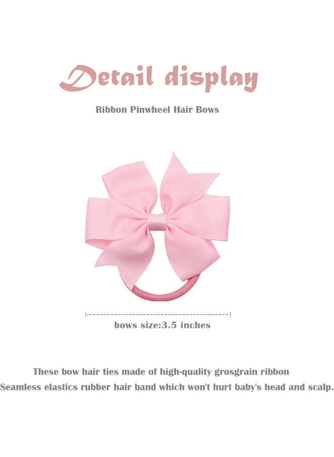 CellElection 40Pcs Baby Girls 3.5'' Boutique Grosgrain Ribbon Hair Bows Elastic Hair Ties Ponytail Holder Hair Bands in Pairs for Girls Toddlers Kids Children Teens