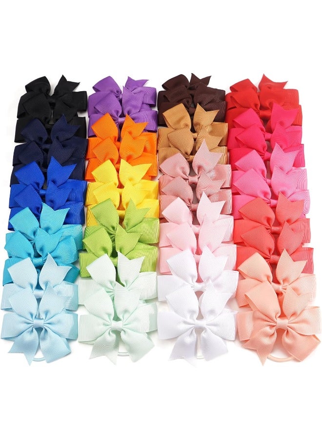 CellElection 40Pcs Baby Girls 3.5'' Boutique Grosgrain Ribbon Hair Bows Elastic Hair Ties Ponytail Holder Hair Bands in Pairs for Girls Toddlers Kids Children Teens