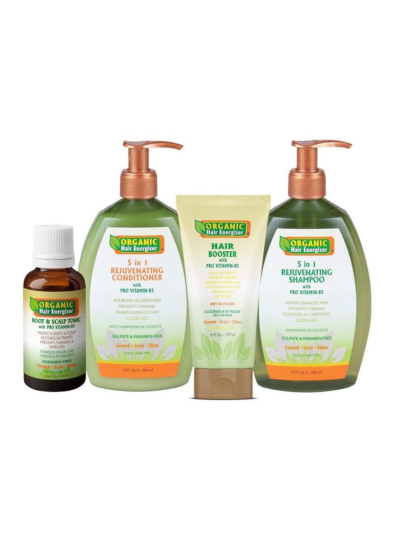 Hair Growth Set Loss  Thinning Scalp VitmainB5 Enriched Treatment  Color Safe  Repair Damage  4 piece Natural Energizer Kit  For Men Women  Kids