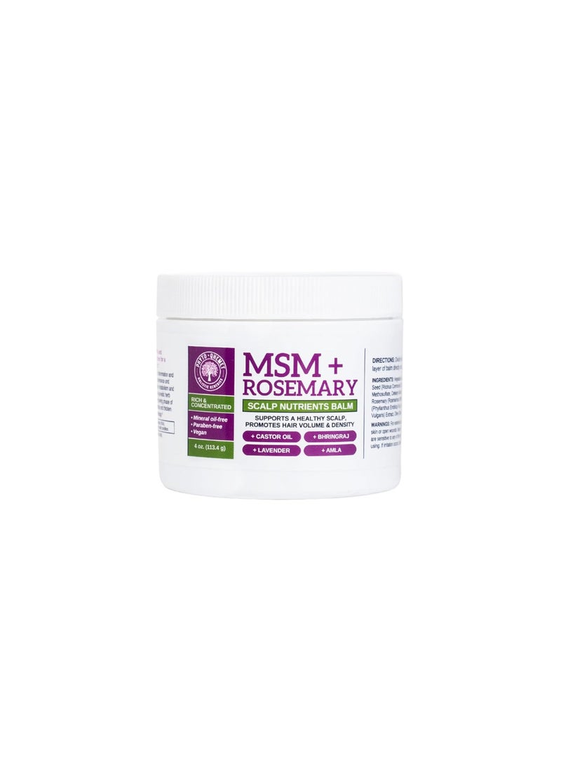 Qhemet Biologics MSM + Rosemary Scalp Nutrients Balm | Nourishing Hair Growth Formula with Bhringraj, Castor & Coconut Oil | For Dry, Thinning Hair & Slow Growth | Vegan (4 oz)