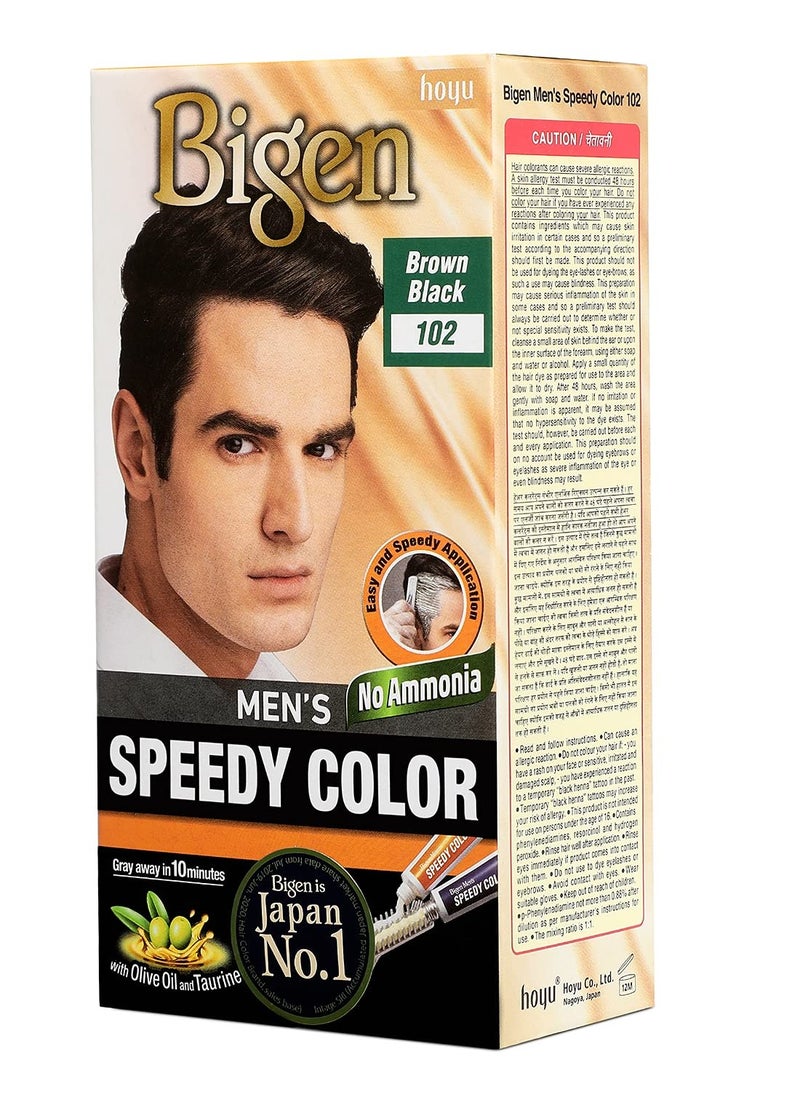 Bigen Men's Speedy Color, Hair Color, 80g - Brown Black 102 (Pack of 1)