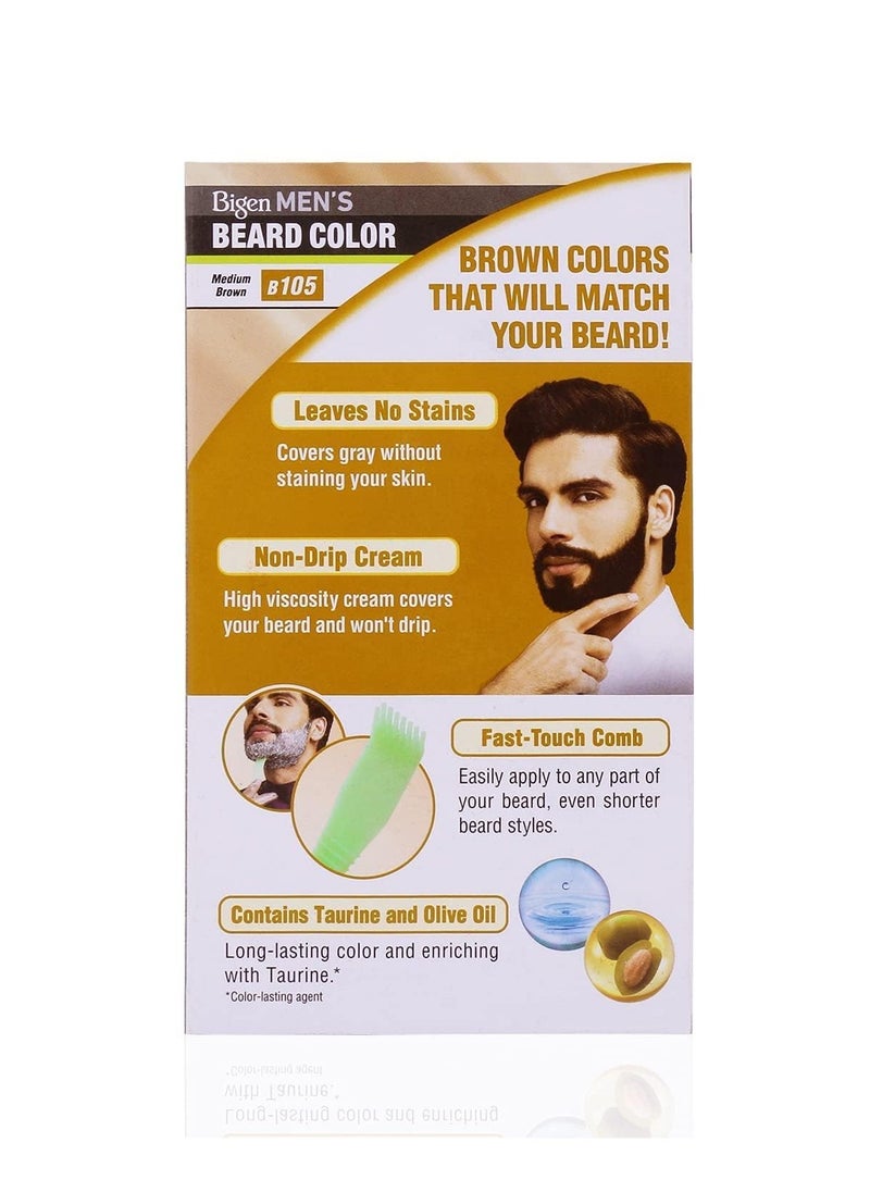 Bigen Men's Beard Color Medium Brown 20gm+20gm -105, 102 g