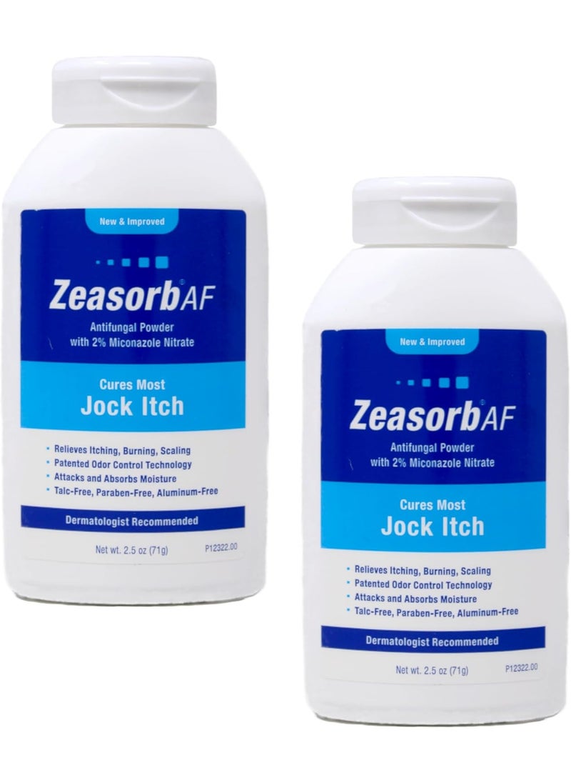 Zeasorb-AF Super Absorbent Antifungal Treatment Powder for Jock Itch 2.5 oz (Pack of 2) by Zeasorb