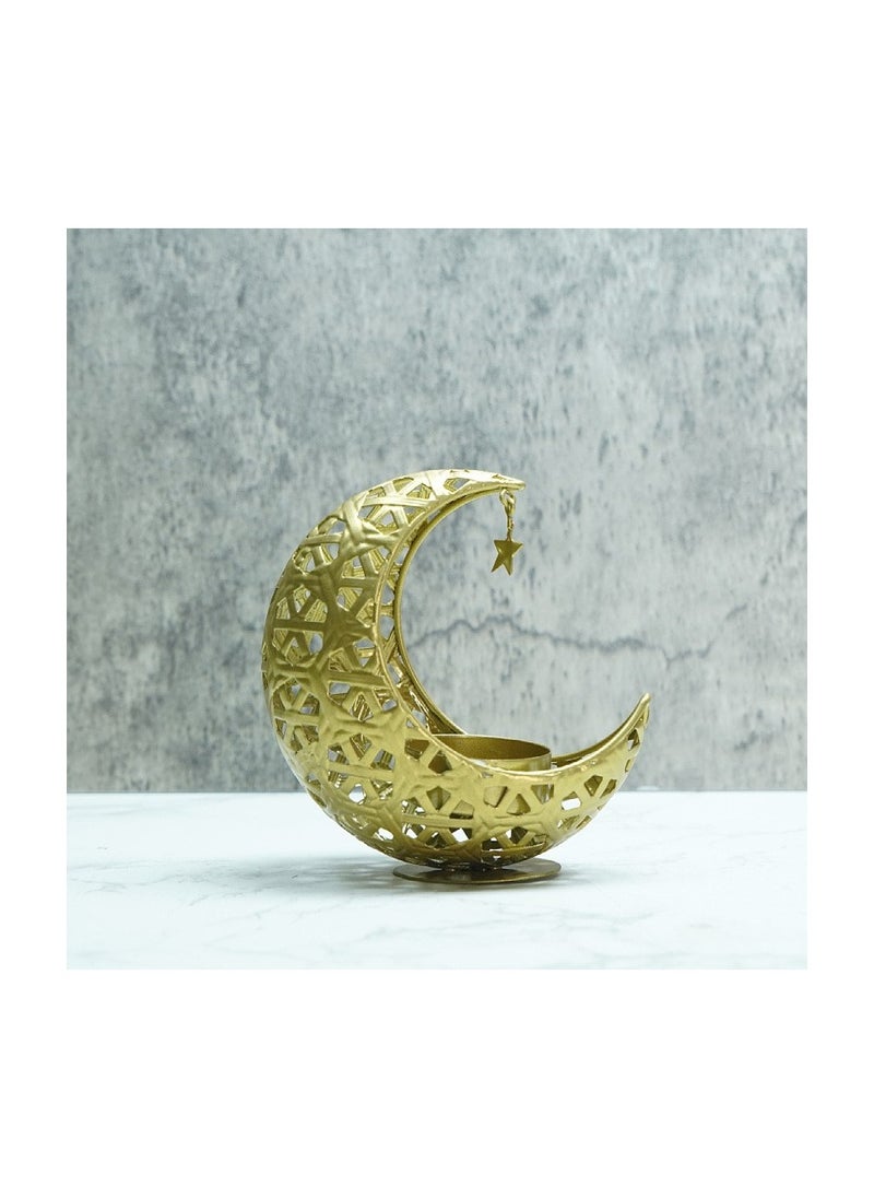Holiday Golden Moon hollow wrought iron candle holder aromatherapy furnace candle decorative ornaments /07C