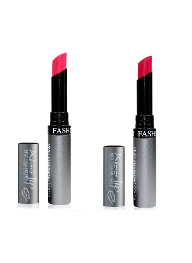 Kiss Lip No Transfer Lipstick Waterproof Smudgeproof Long Lasting Combo Pink & Baby Lavender