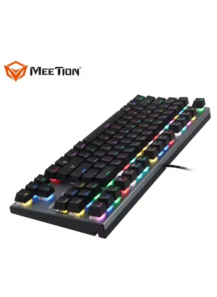 Meetion MK04 RGB Backlit Backlit Multimedia 87 Keys Aluminum Waterproof Design Exclusive Gaming Mechanical Keyboard