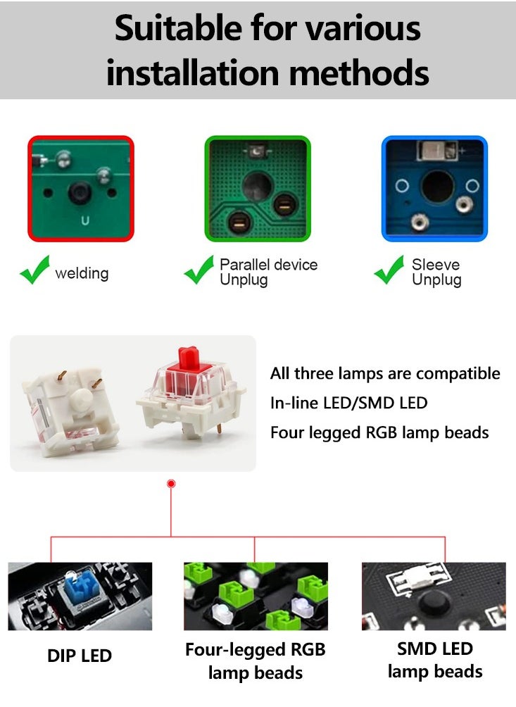 110pcs Outemu Keyboard Switch 3Pin Linear Tactile Clicky Switches for Mechanical Keyboards Red  Switch
