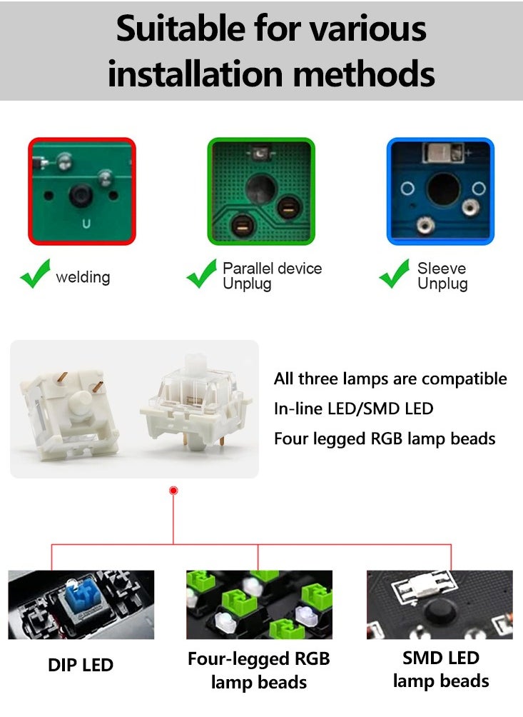 White Silent Switch 3-Pin Linear Tactile Clicky Switches Mechanical Keyboard Low-Noise RGB Gaming Axles