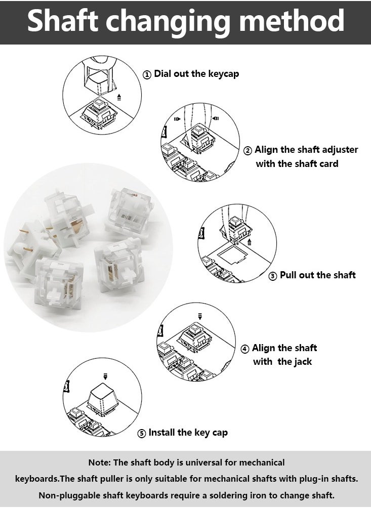 White Silent Switch 3-Pin Linear Tactile Clicky Switches Mechanical Keyboard Low-Noise RGB Gaming Axles
