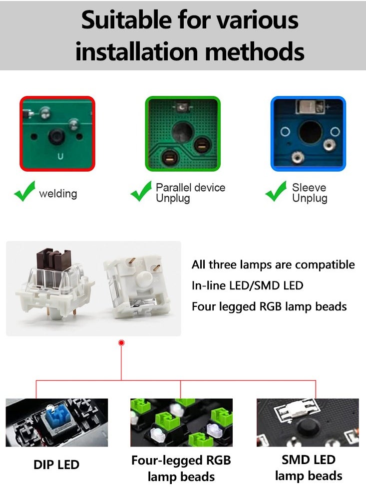 110Pcs Outemu Mechanical Keyboard Switch Dust-proof Brown Switch 3-pin Clicky Linear Tactile Switch RGB LED SMD Game Console With MX Switch