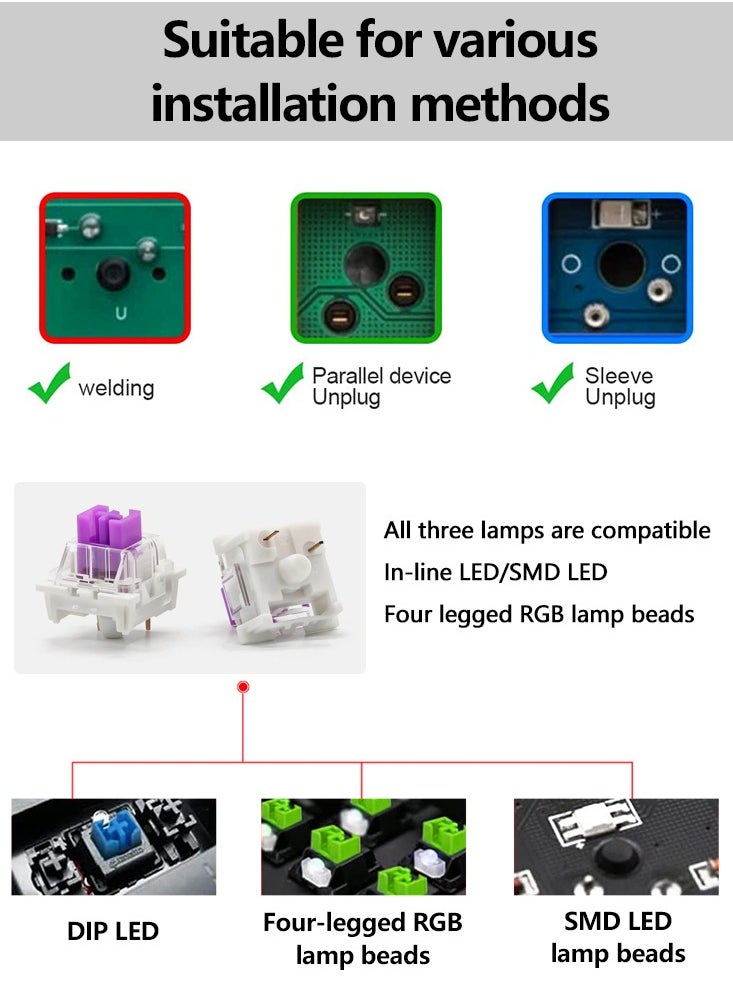 110pcs Outemu Keyboard Switch Mechanical Keyboard Game Switch Keyboard 3-Pin Click Switch Linear Tactile Dustproof Purple Switchs