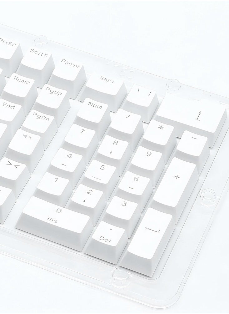 104-Key OEM White Arabic Keycap Set RGB Backlit Mechanical Keyboard Caps with Laser-Etched Bilingual Legends