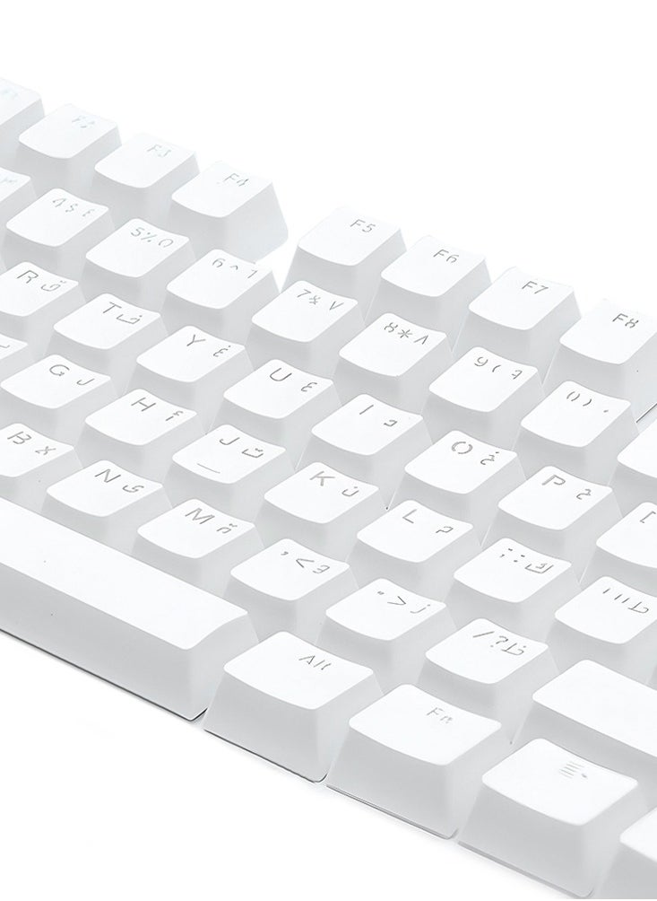 104-Key OEM White Arabic Keycap Set RGB Backlit Mechanical Keyboard Caps with Laser-Etched Bilingual Legends