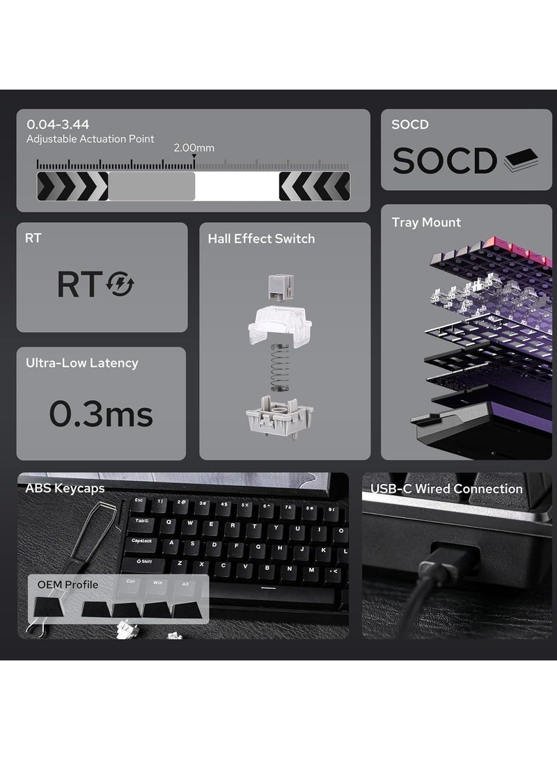 EPOMAKER AULA WIN60 HE 60% Wired Magnetic Keyboard with Adjustable Actuation, 8000 Hz Polling Rate