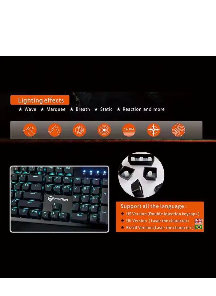 Meetion MK01 Premium Design, Full key Anti-Ghosting RGB Backlit, 12 Multimedia Shortcuts, Plug & Play, System Compatible OUTEMU Mechanical Wired Gaming Keyboard