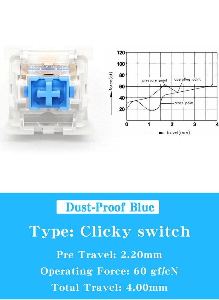 3-pin Clicky Linear Tactile Keyboard Switch RGB LED SMD Game Console With MX Switch Outemu Mechanical Keyboard Dust-proof Blue Switch 110Pcs