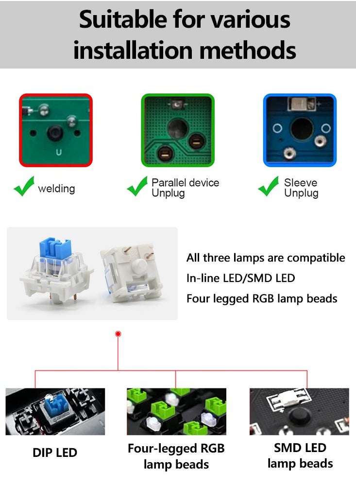 3-pin Clicky Linear Tactile Keyboard Switch RGB LED SMD Game Console With MX Switch Outemu Mechanical Keyboard Dust-proof Blue Switch 110Pcs