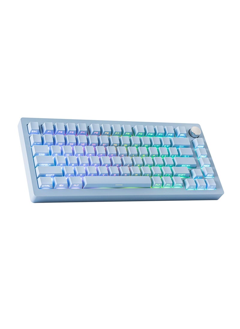 EPOMAKER Tide75 QMK/VIA Wireless Gaming Keyboard, 75% Aluminum Mechanical Keyboard, Hot-Swap Creamy Keyboard with FR4 PlateSwitch (Blue)