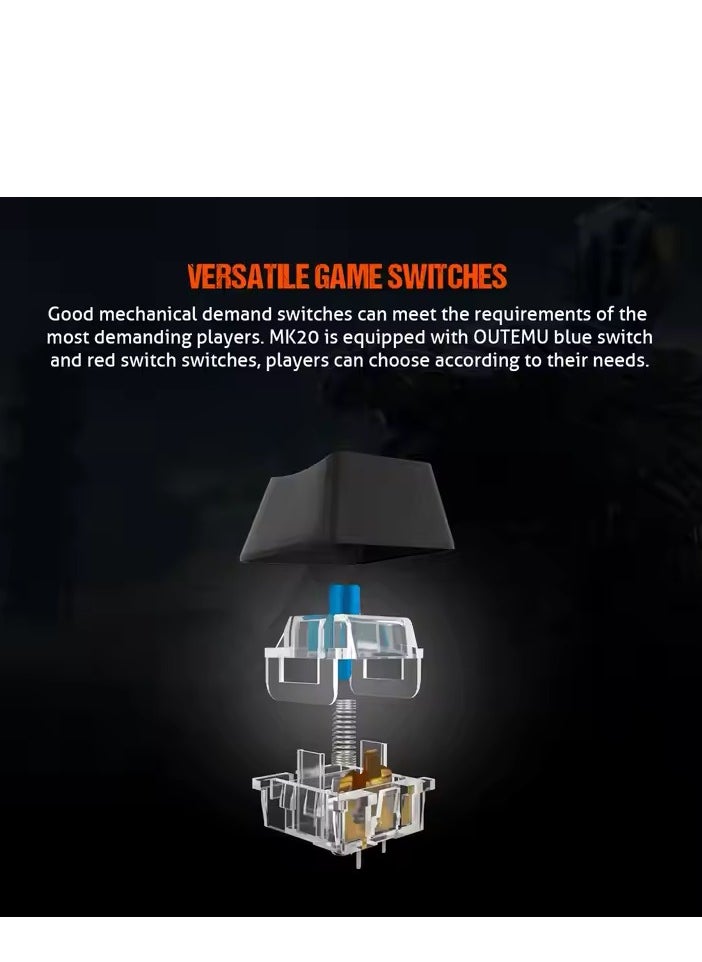 Meetion MK20 Anti-Ghosting Metal Mechanical Gaming Keyboard 104 keys Colorful RGB chroma Backlit Customizable High-quality Macro Mechanical Switches Professional Gaming Keyboard