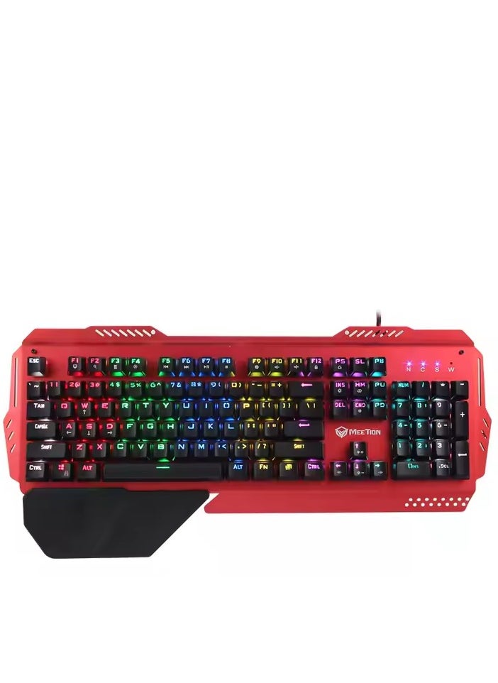 Meetion MK20 Anti-Ghosting Metal Mechanical Gaming Keyboard 104 keys Colorful RGB chroma Backlit Customizable High-quality Macro Mechanical Switches Professional Gaming Keyboard Red