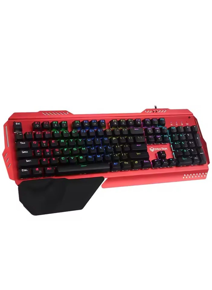 Meetion MK20 Anti-Ghosting Metal Mechanical Gaming Keyboard 104 keys Colorful RGB chroma Backlit Customizable High-quality Macro Mechanical Switches Professional Gaming Keyboard Red