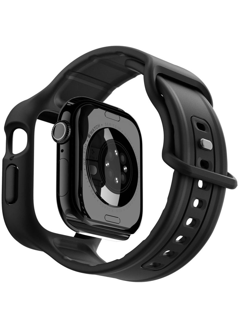 Vault Pro for Apple Watch Series 10 (46mm) Case with Band Protective TPU Cover with Strap- Matte Black