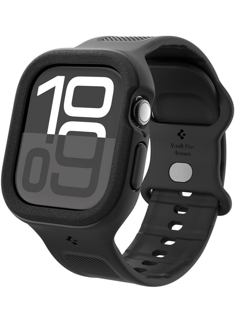 Vault Pro for Apple Watch Series 10 (46mm) Case with Band Protective TPU Cover with Strap- Matte Black