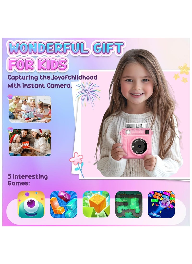 Instant Print Camera for Kids,Instant Camera for Girls Boys,Kids Camera Toys for Toddler 1080P HD Selfie Digital Camera with Print Paper u0026 32G Card,Birthday Gifts for Girls Age 3-12 Years Old