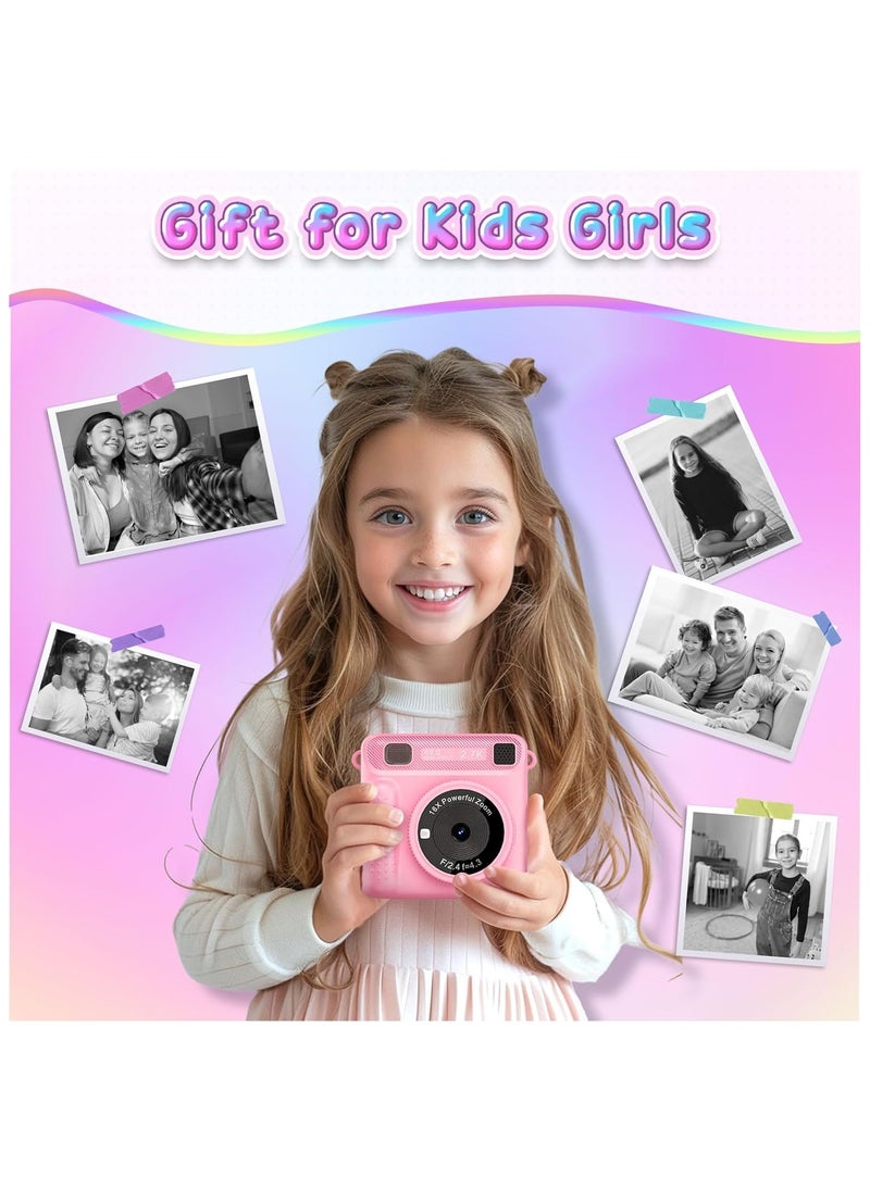 Instant Print Camera for Kids,Instant Camera for Girls Boys,Kids Camera Toys for Toddler 1080P HD Selfie Digital Camera with Print Paper u0026 32G Card,Birthday Gifts for Girls Age 3-12 Years Old