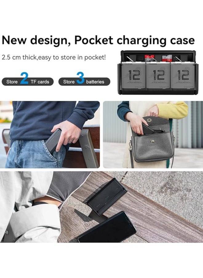 TELESIN 2-Pack Stamina Battery and Pocket Storage Charging Box Bundle for GoPro HERO12/11/10/9 Multifunctional with Flat Design