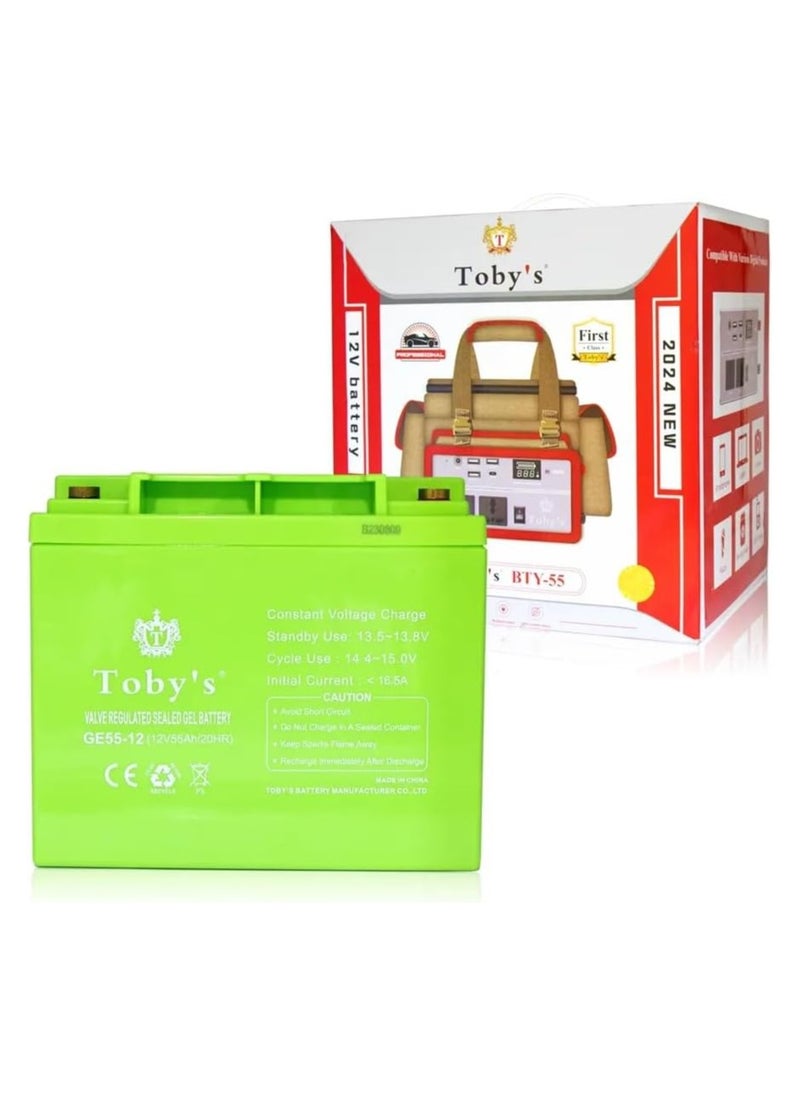 Toby's BTY 55A Battery 55000mAh Power Rechargeable Battery With 500 w Power Inverter Best For Camping