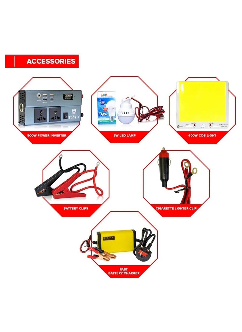 Toby's BTY 55A Battery 55000mAh Power Rechargeable Battery With 500 w Power Inverter Best For Camping