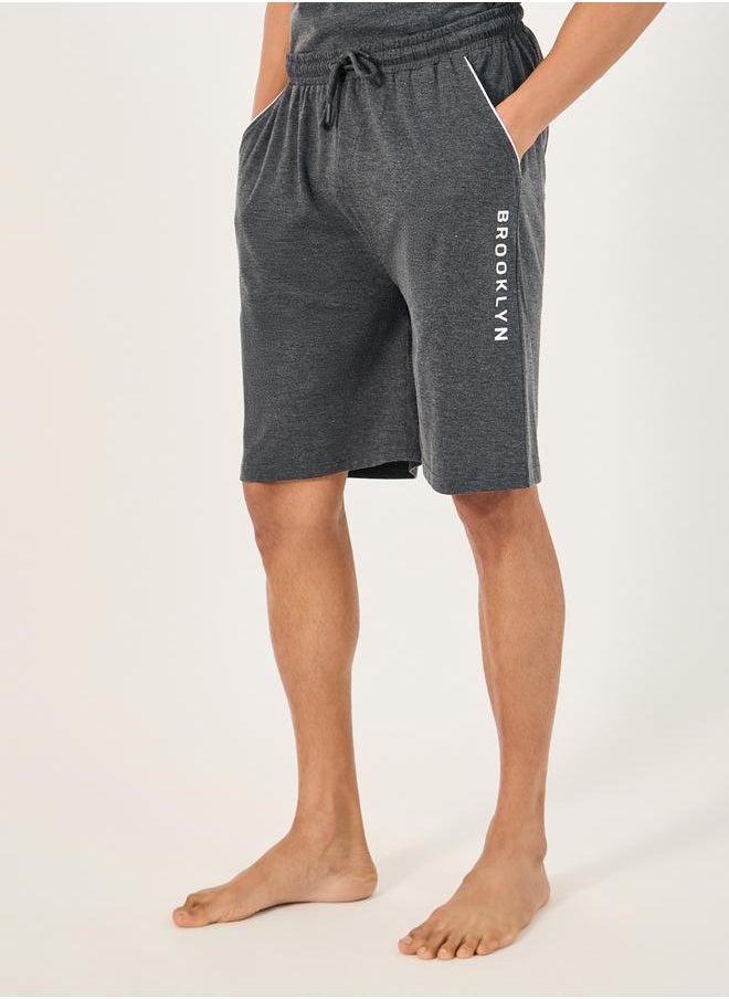 Chest Print Crew Neck T-Shirt and Shorts Set