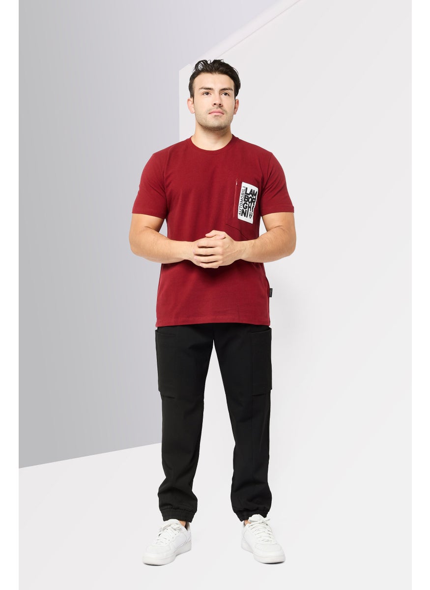 Men Sportswear Fit Short Sleeve Outdoor T-Shirt, Maroon