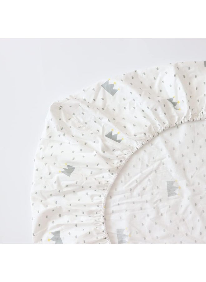 Emenpy 100% Cotton Crib Bedding Set for Baby Boys Girls,3 Pcs Baby Bed Linen Include Duvet Cover,Fitted Sheet,Pillowcase,Nursery Decoration,No Filler(Grey)